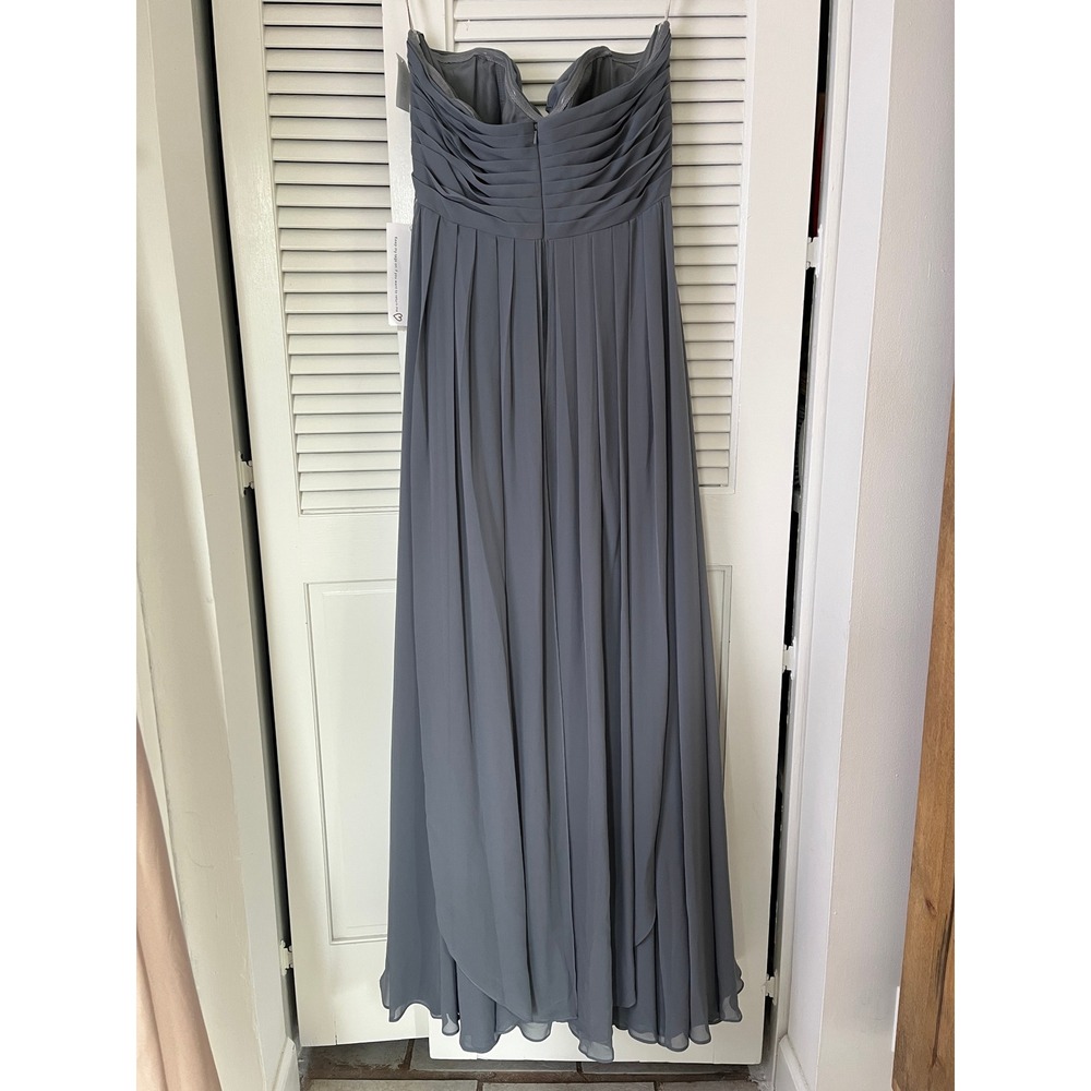 NWT Jenny Yoo Mira Convertible Pleated Strapless Chiffon Gown Denmark Blue Sz 14 - Picture 6 of 13